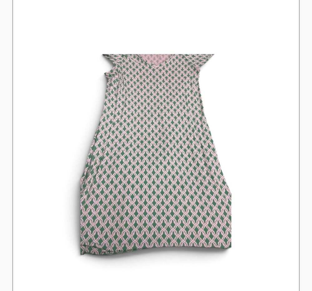 Nine West Women's Green and Pink Patterned Sleeveless V-Neck Midi Sleep Dress